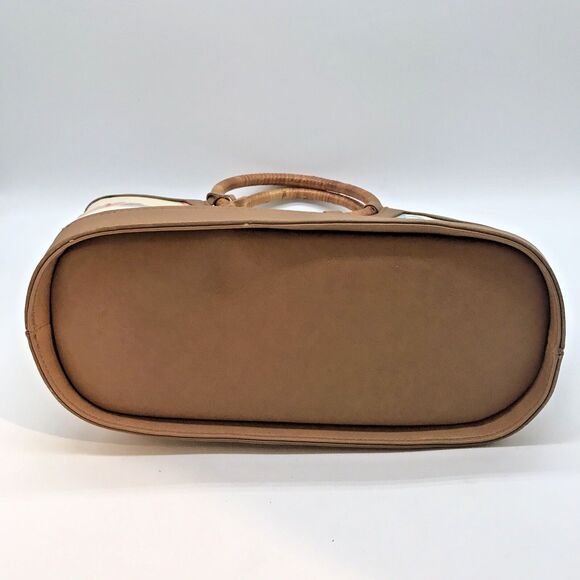 Fossil Hibiscus Boat Double Bamboo Handle  Bag Floral Purse 75082 Key Charm - Picture 8 of 11